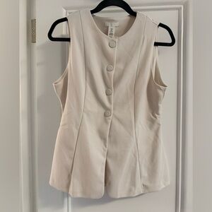 NWT H&M White Button Vest Size M
